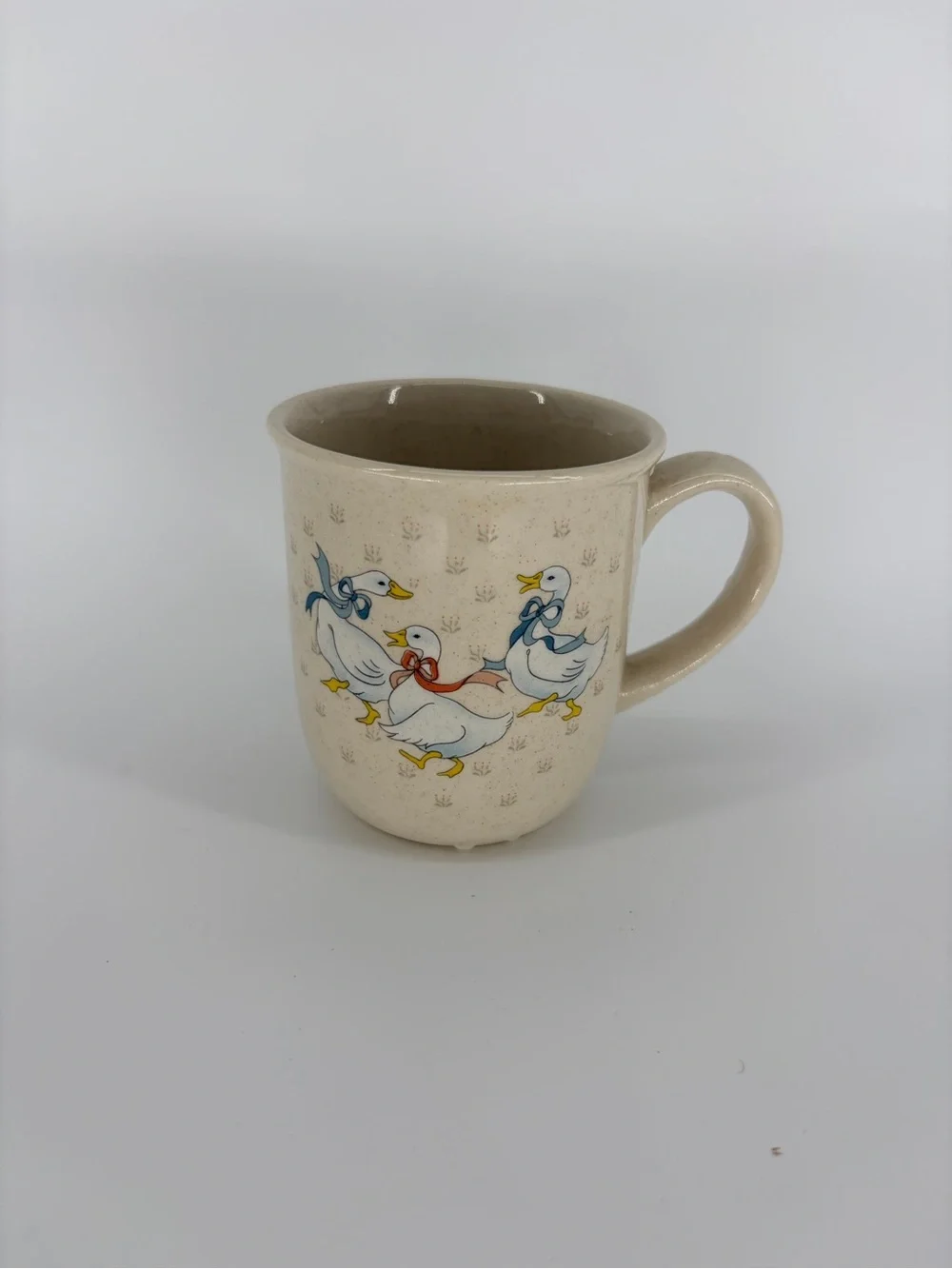 W.B.I. 1988 Vintage Ribboned Country Duck Mug Farmhouse Ceramic